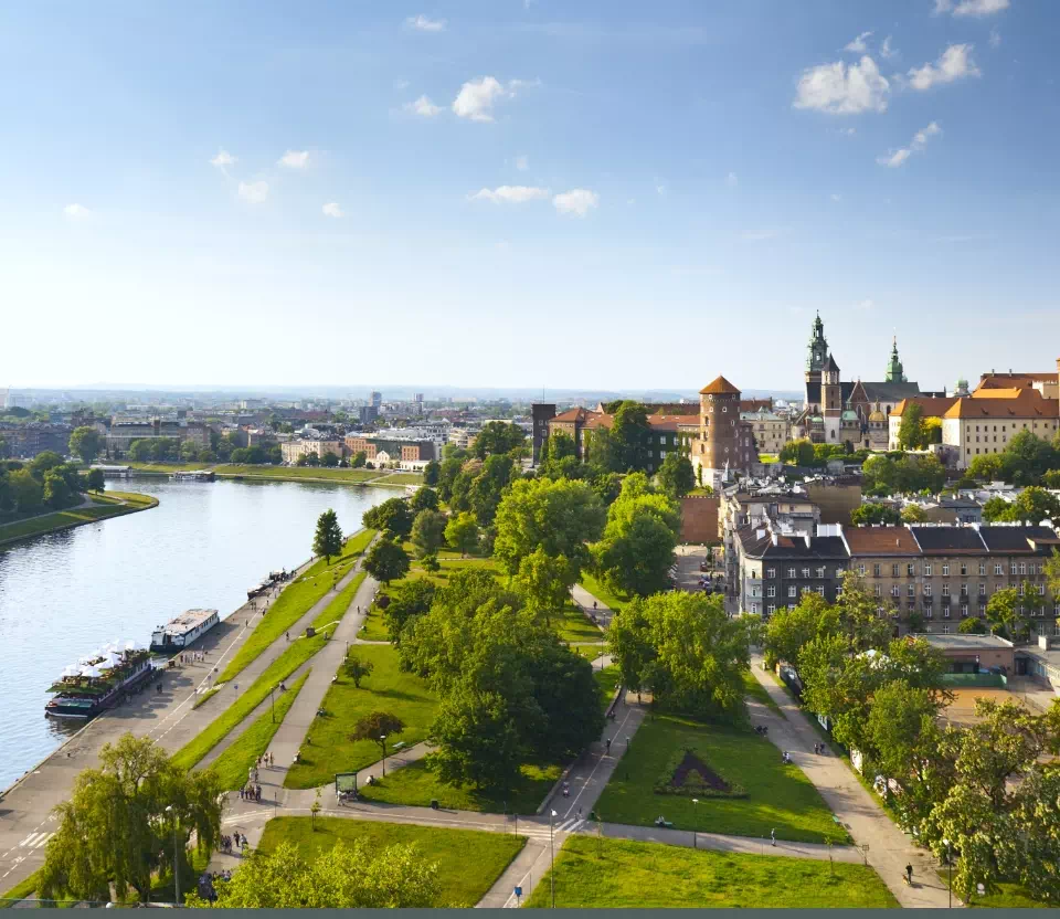 Widok z góry na miasto oraz park